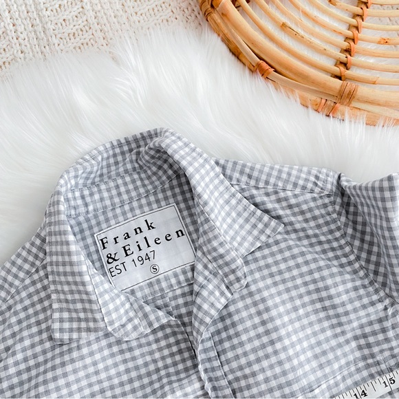 Frank & Eileen Barry Gingham Button Down Shirt Top Gray White 100% Cotton Plaid - Picture 10 of 15